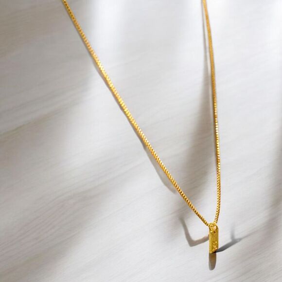 Gold-Plated Initial Bar Pendant Necklace 14k Over‎ stainless steel - Picture 6 of 16